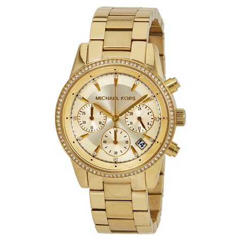 michael kors ladies yellow gold watches|Michael Kors chronograph gold.